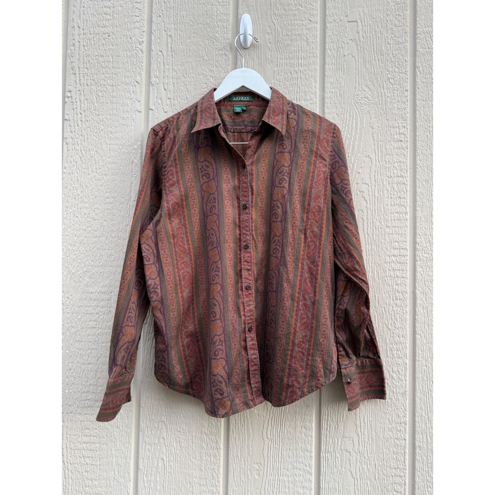 Lauren Ralph Lauren Large Paisley Shirt Boho Cotton LRL Cuff Links